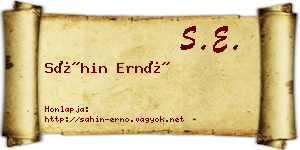 Sáhin Ernő névjegykártya